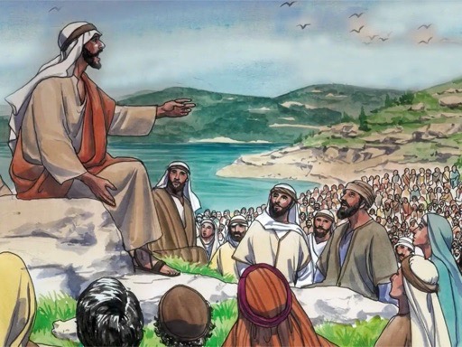 Jesus teaching the crowds